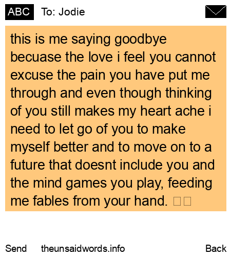 unsent message to Jodie