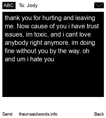 unsent message to Jody