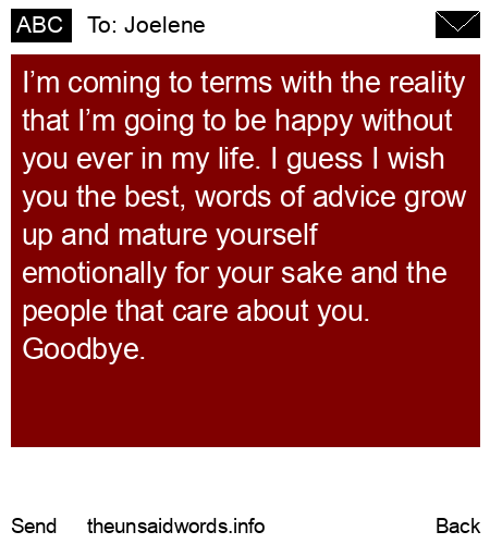 unsent message to Joelene