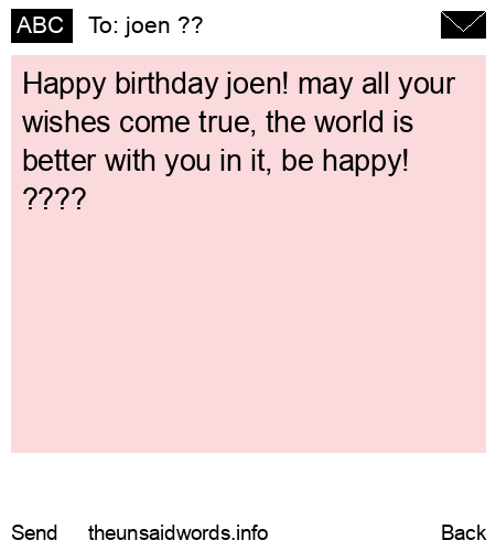 unsent message to joen ??