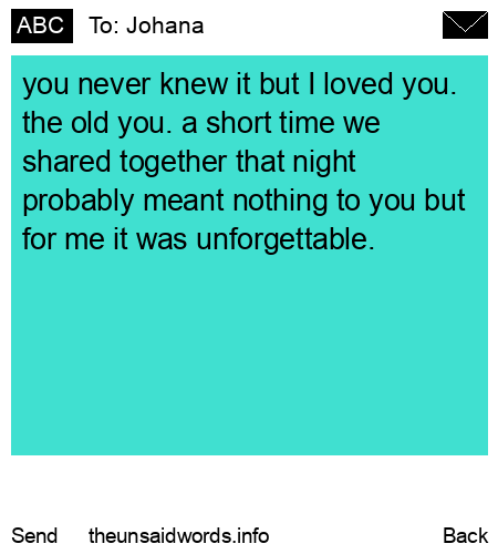unsent message to Johana