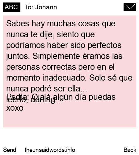 unsent message to Johann