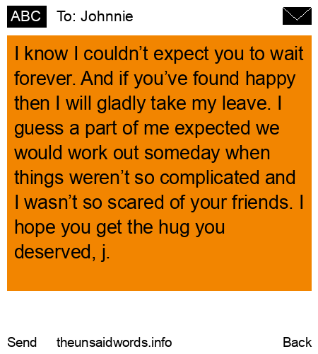 unsent message to Johnnie