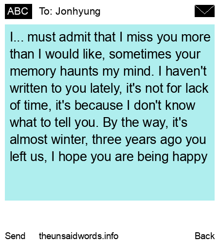 unsent message to Jonhyung