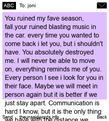 unsent message to joni