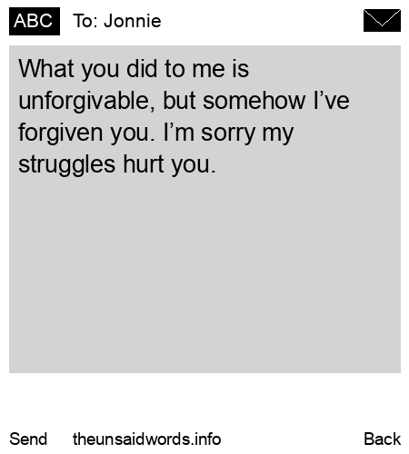 unsent message to Jonnie