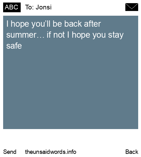 unsent message to Jonsi