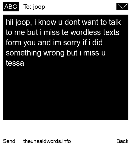 unsent message to joop