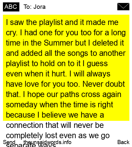 unsent message to Jora
