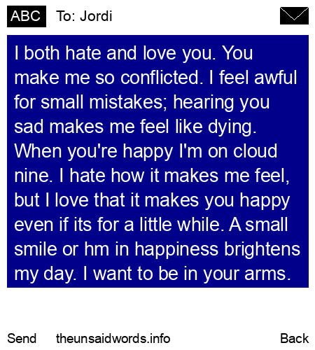 unsent message to Jordi
