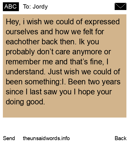 unsent message to Jordy