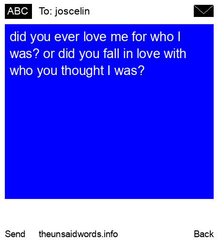 unsent message to joscelin 