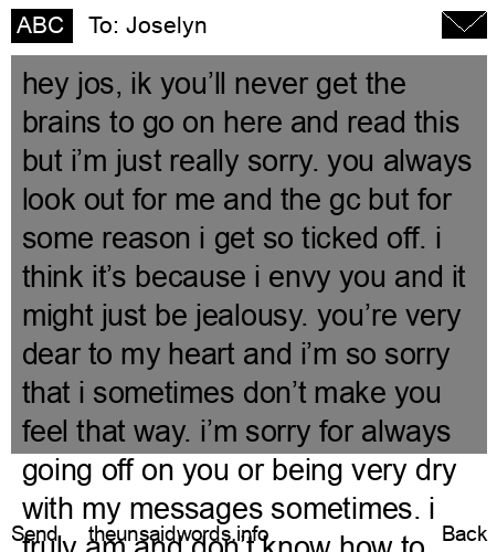 unsent message to Joselyn