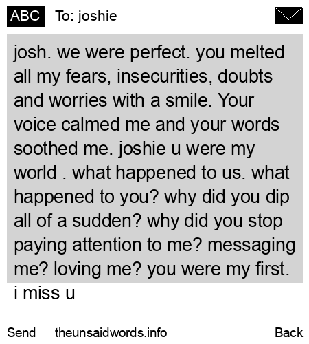unsent message to joshie