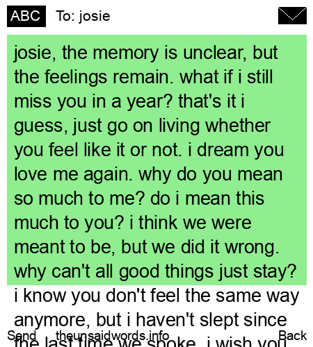 unsent message to josie