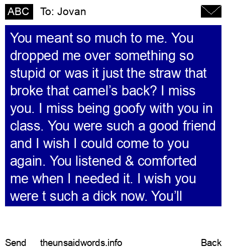 unsent message to Jovan