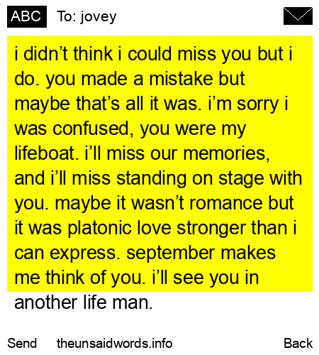 unsent message to jovey