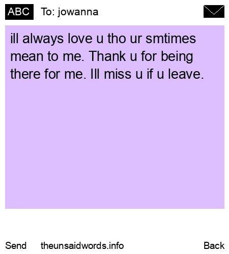 unsent message to jowanna