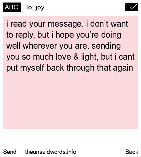 unsent message to joy