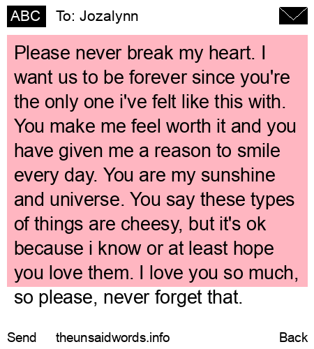 unsent message to Jozalynn