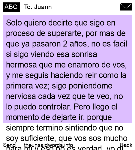 unsent message to Juann