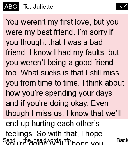 unsent message to Juliette
