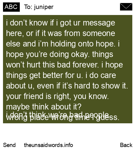 unsent message to juniper