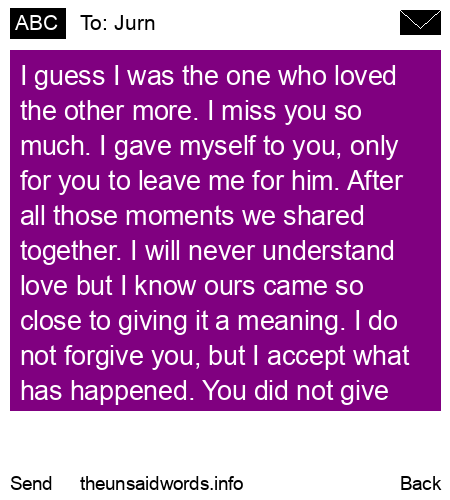 unsent message to Jurn