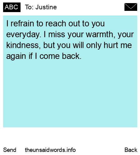 unsent message to Justine