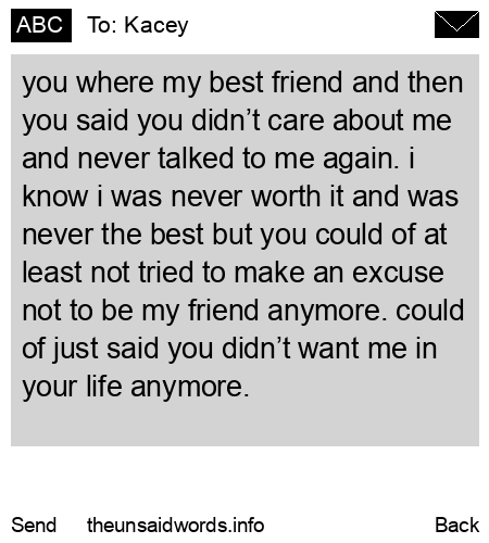 unsent message to Kacey