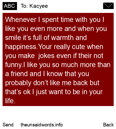 unsent message to Kacyee
