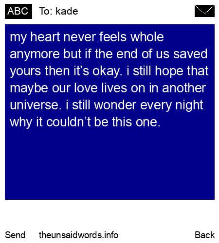 unsent message to kade