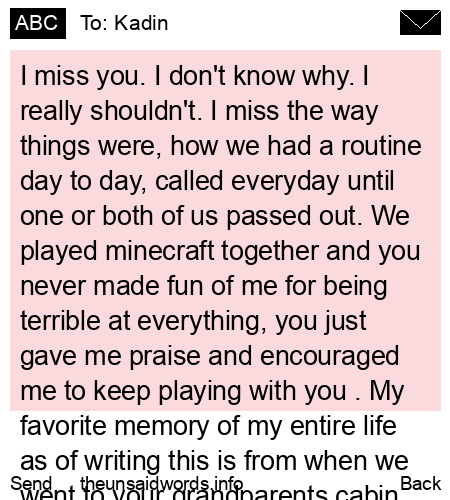 unsent message to Kadin