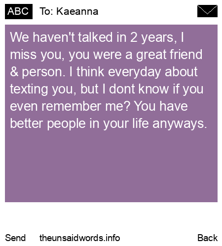 unsent message to Kaeanna