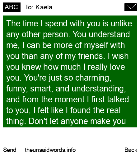 unsent message to Kaela
