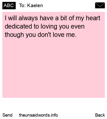 unsent message to Kaelen