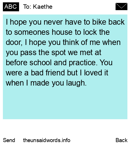 unsent message to Kaethe