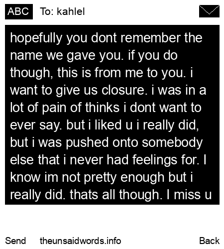 unsent message to kahlel
