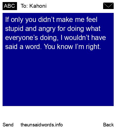 unsent message to Kahoni