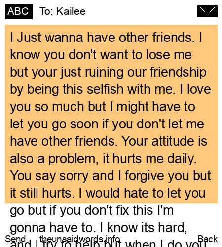 unsent message to Kailee