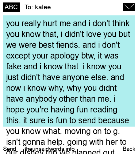 unsent message to kalee