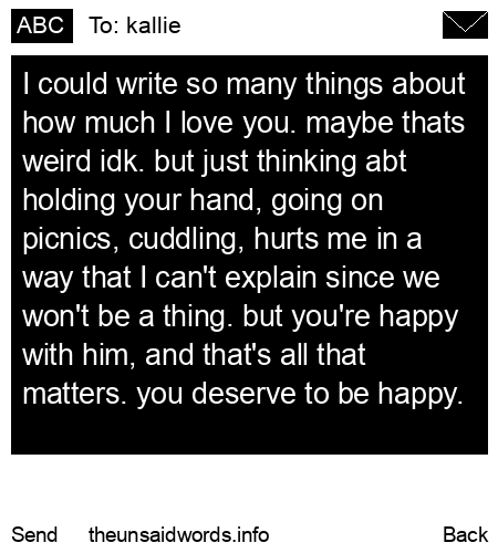 unsent message to kallie