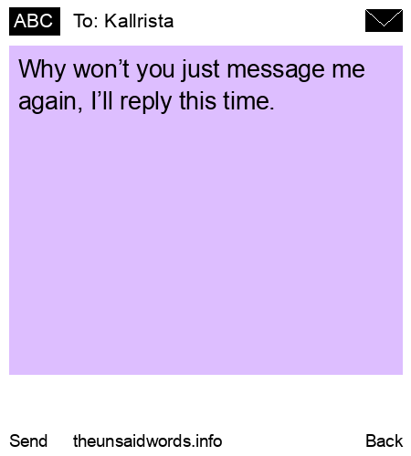 unsent message to Kallrista