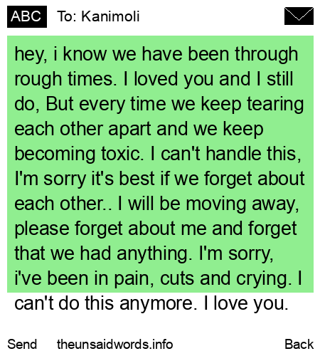 unsent message to Kanimoli