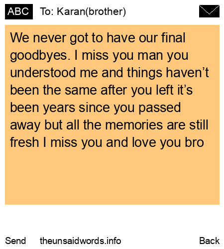 unsent message to Karan(brother)