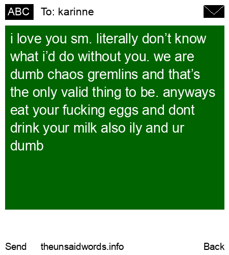 unsent message to karinne