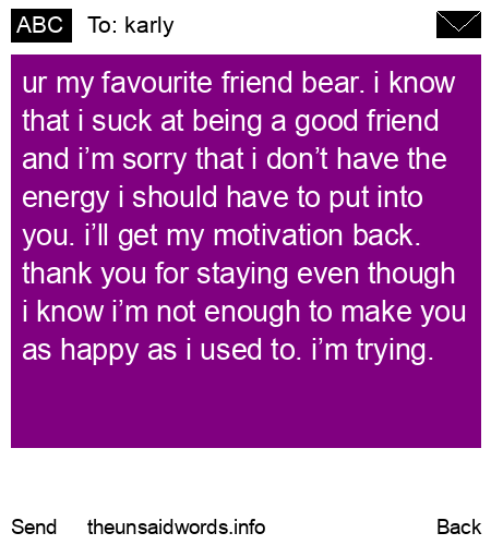 unsent message to karly