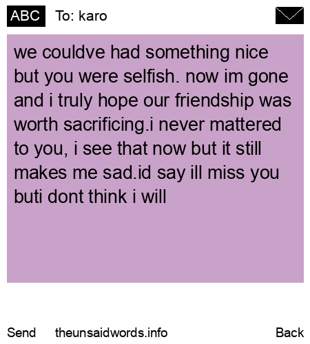 unsent message to karo