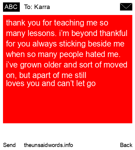 unsent message to Karra