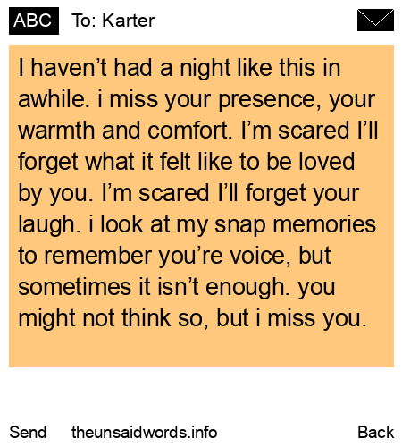 unsent message to Karter